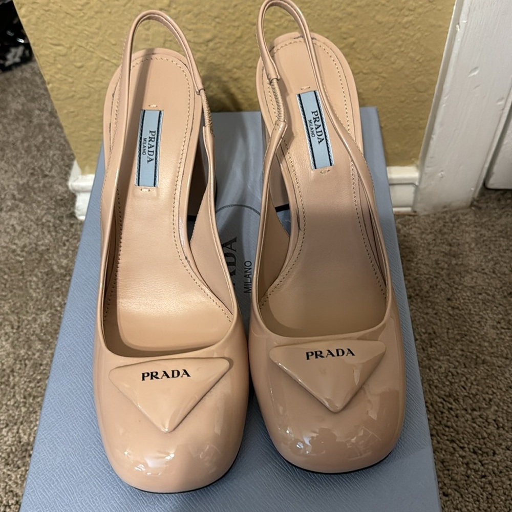 Prada sling back block heel